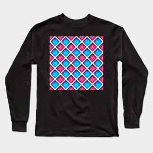 3d Geometric Pattern, Rhombic Harlequin Motif Long Sleeve T-Shirt